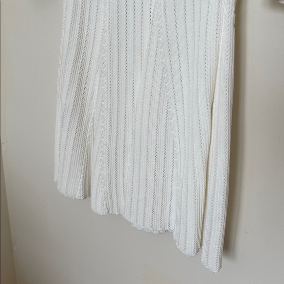 White Jeweled Ruffled Knit Top and Flared Skirt Set - Picture 10 of 11